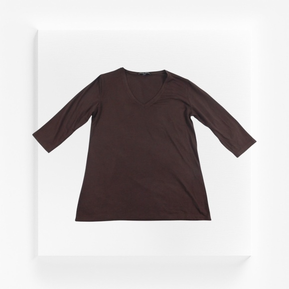 Rendez-Vous Paris Black 3/4 Sleeve V-Neck Tunic Top | Size 3 - Picture 2 of 5